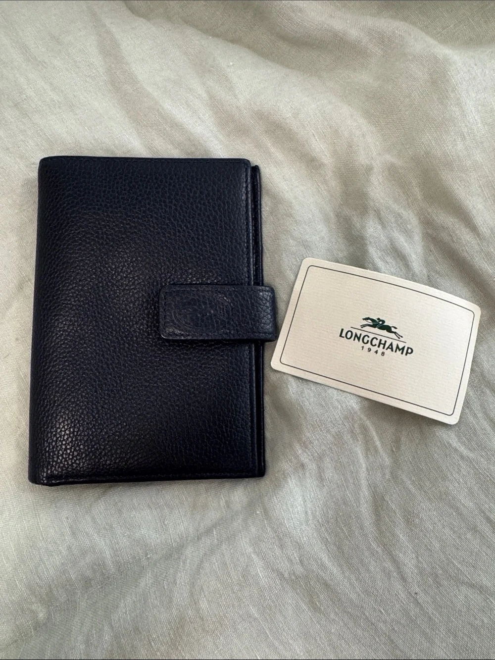 Longchamp Vintage Leather Continental Trifold Travel Wallet & Passport Holder